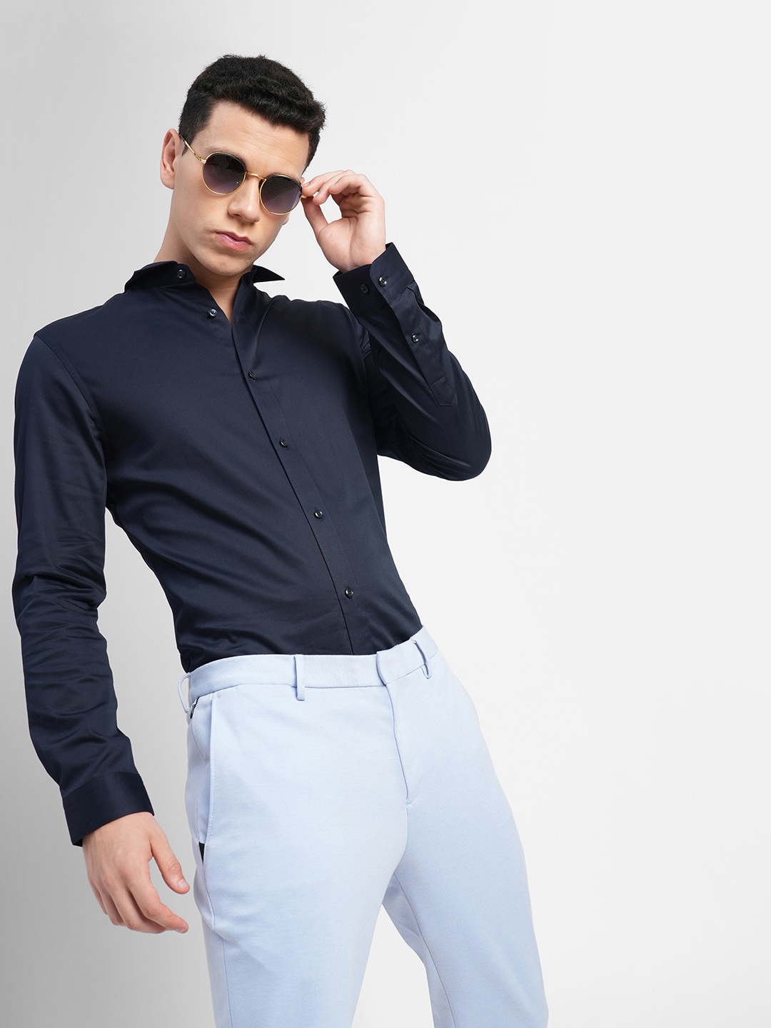 

Jack & Jones Men Slim Fit Opaque Casual Shirt, Navy blue