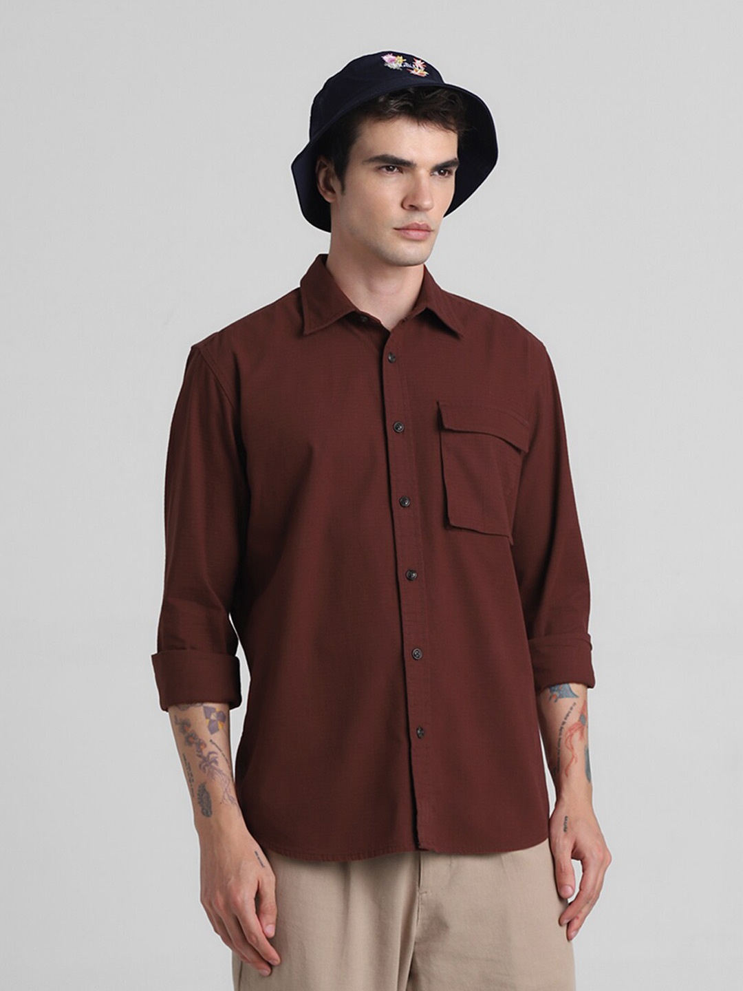 

Jack & Jones Men Opaque Casual Shirt, Maroon