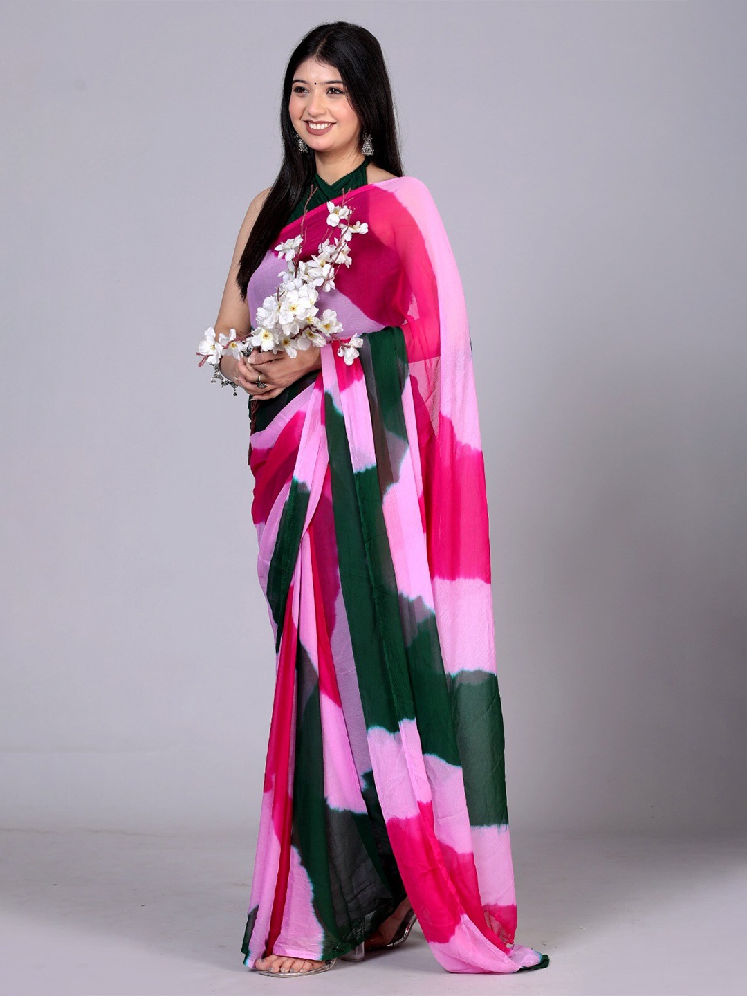

VL SAREES Leheriya Pure Chiffon Designer Saree, Pink