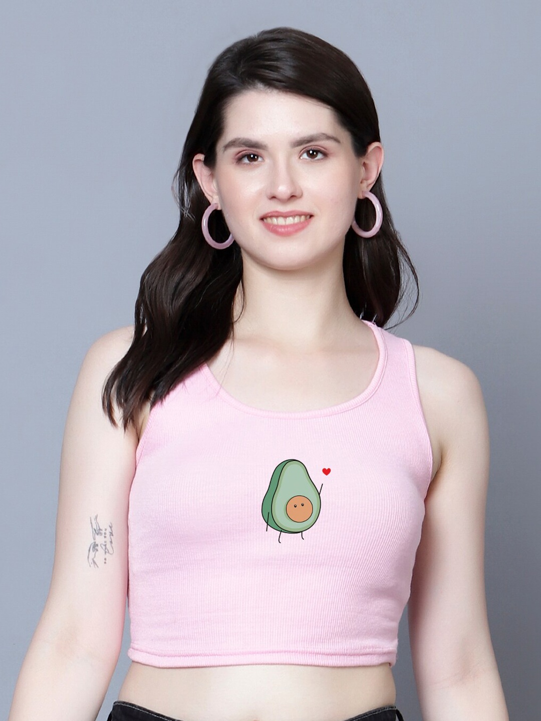 

Fashion And Youth Print Crop Top, Pink