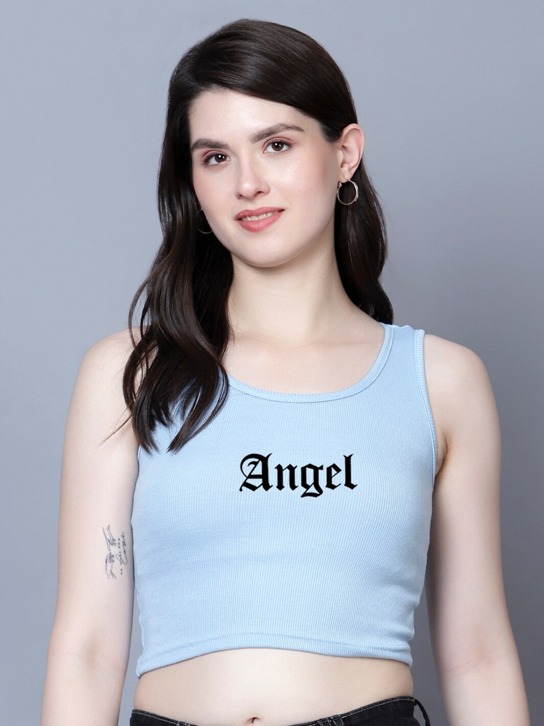 

Fashion And Youth Print Crop Top, Turquoise blue