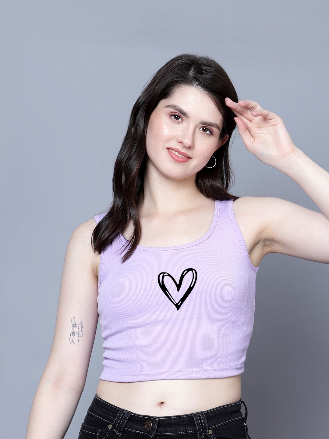 

Fashion And Youth Print Crop Top, Lavender