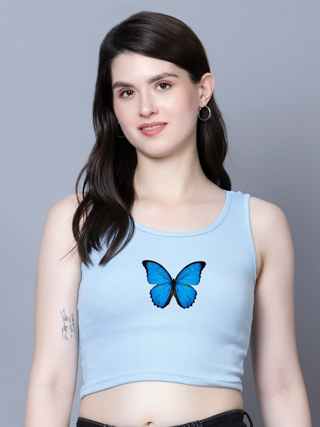 

Fashion And Youth Print Crop Top, Turquoise blue
