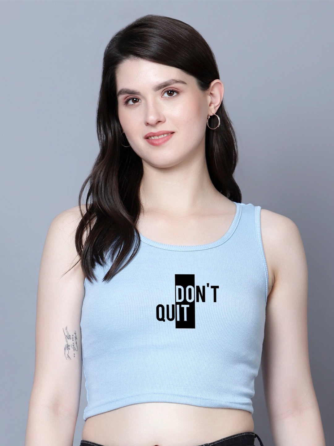

Fashion And Youth Print Crop Top, Turquoise blue
