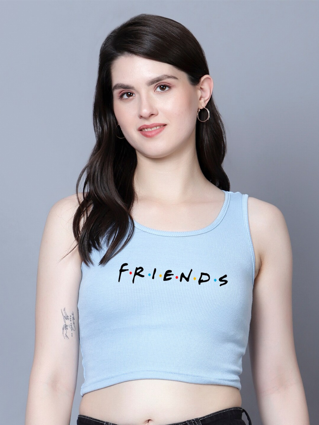 

Fashion And Youth Print Crop Top, Turquoise blue