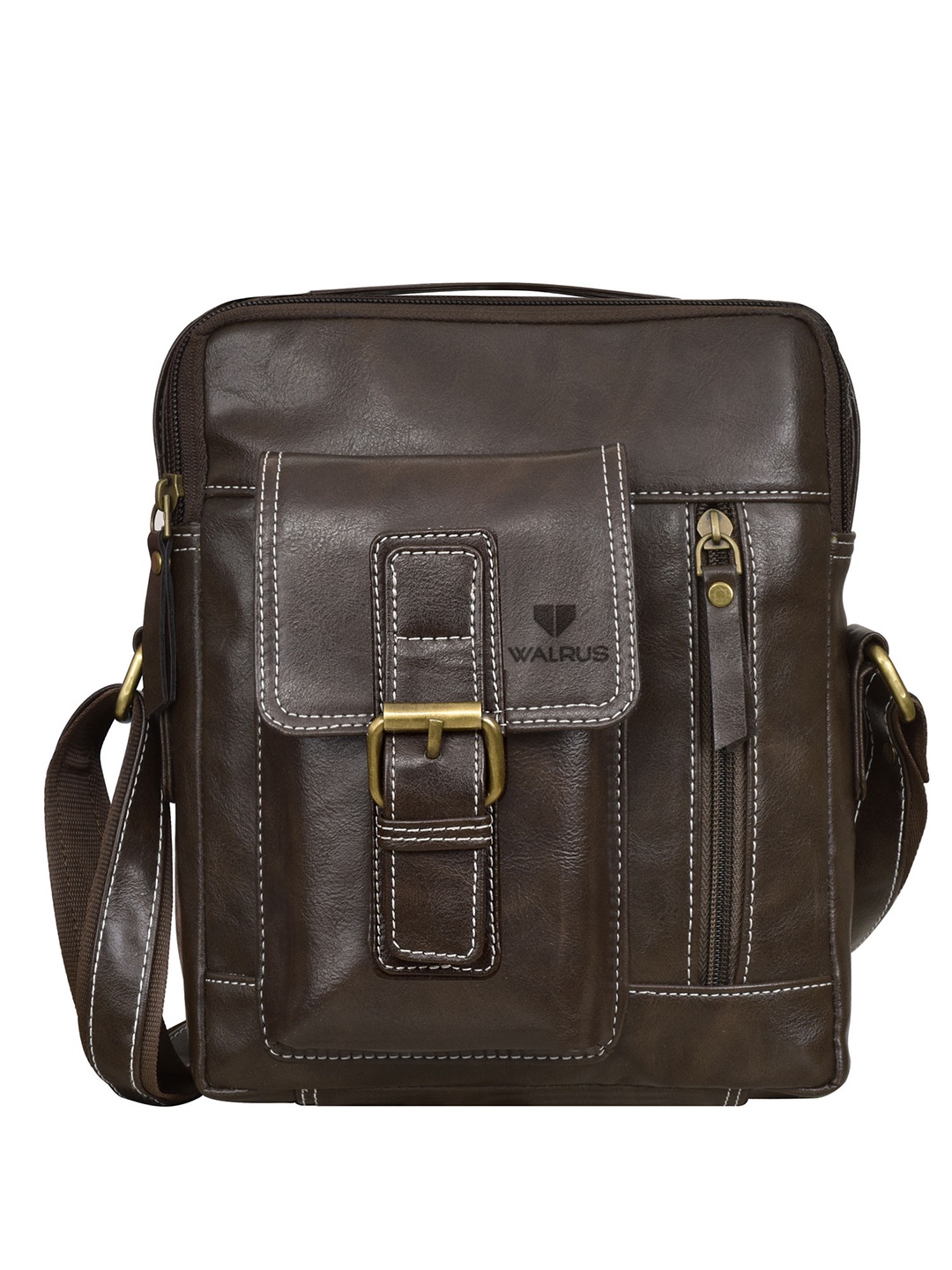 

Walrus Unisex Textured Messenger Bag, Brown
