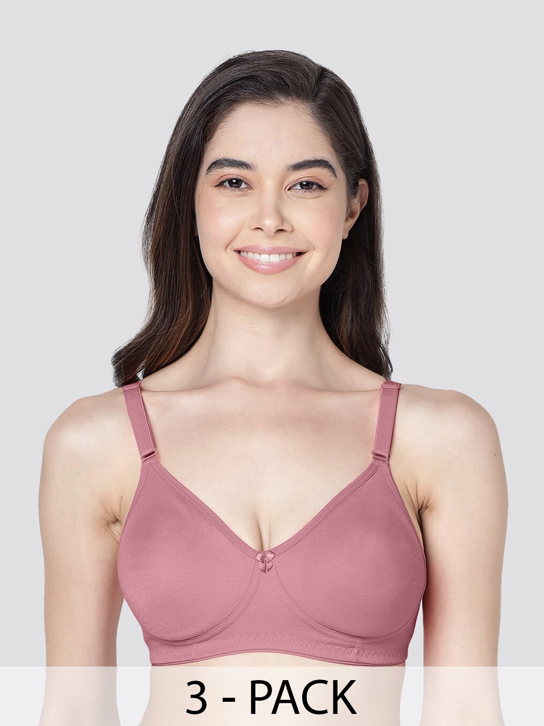 

Kalyani Evlyn Pack of 3 Double Layered Cups Seamless Bra ON-ON-ON, Pink