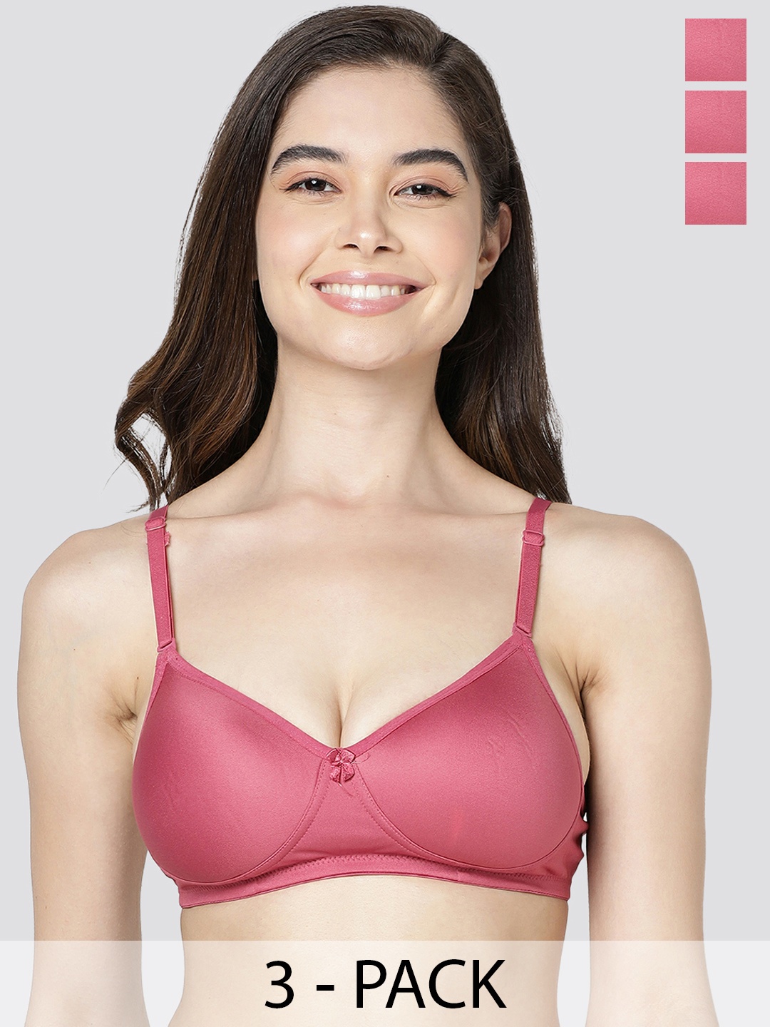 

Kalyani Maria Pack of 3 Lightly Padded Seamless T-Shirt Bra DRST-DRST-DRST, Rust