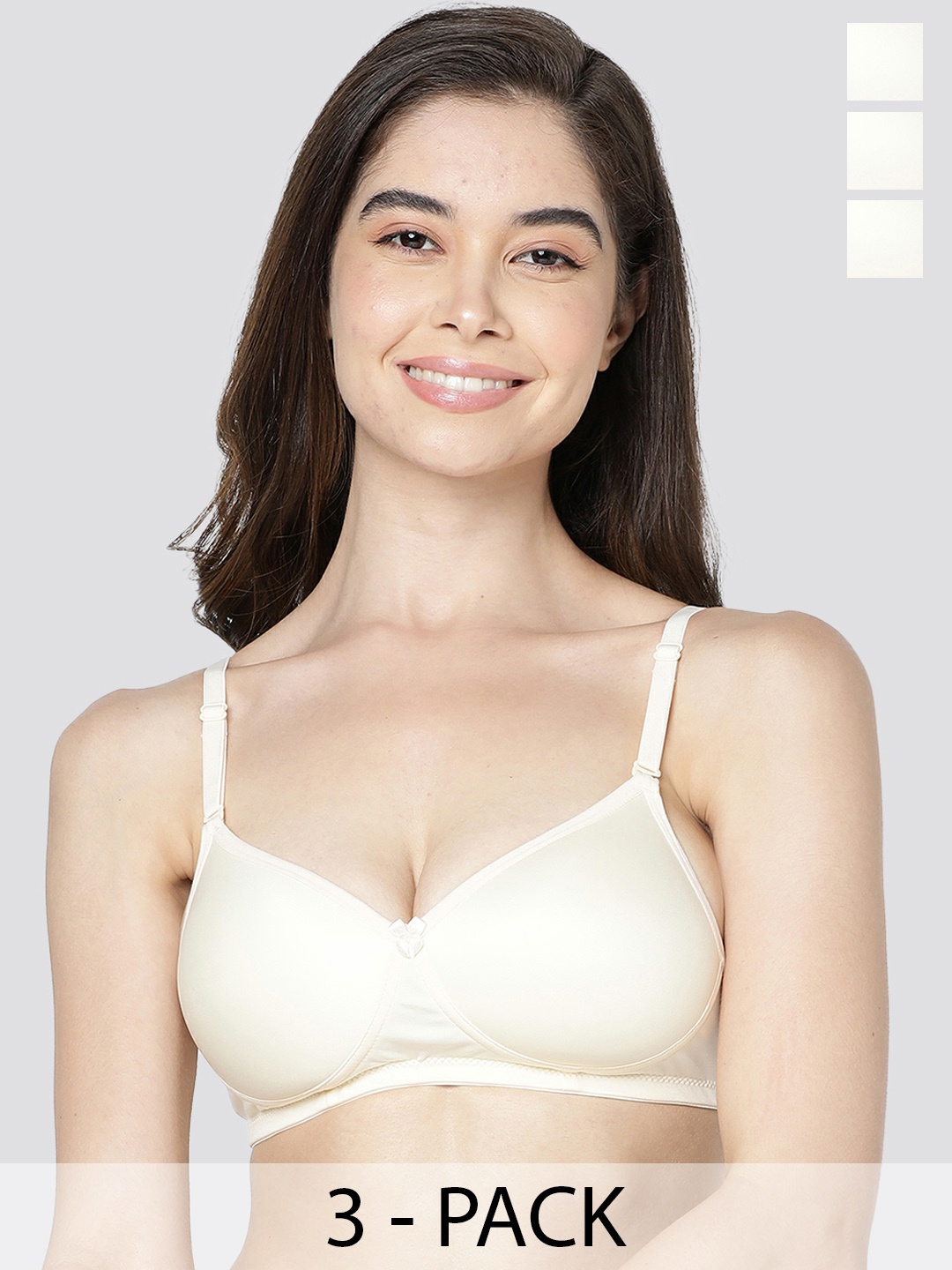 

Kalyani Maria Pack of 3 Lightly Padded Seamless T-Shirt Bra SKN-SKN-SKN, Beige