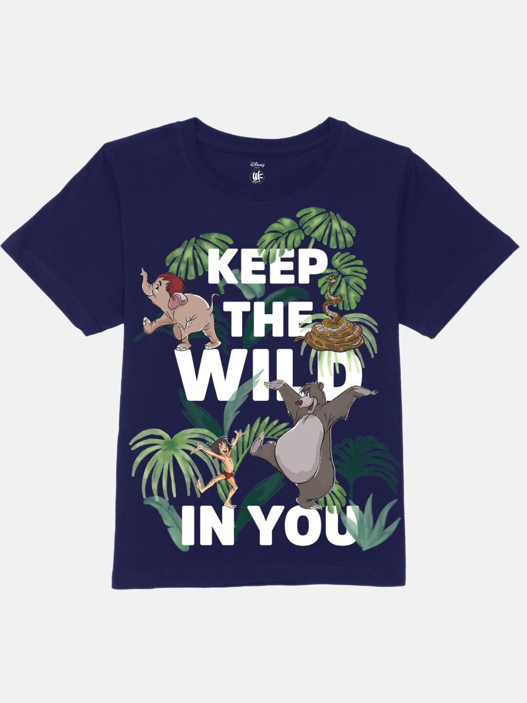 

YK Disney Boys Typography The Jungle Book Printed Tropical Applique T-shirt, Blue