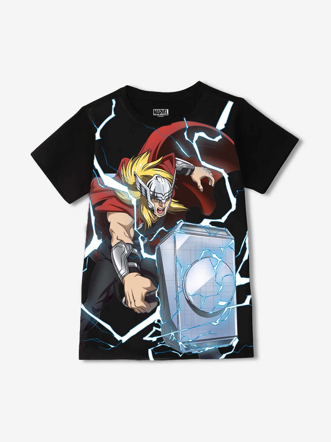 

YK Marvel Boys Avengers Printed Applique T-shirt, Black