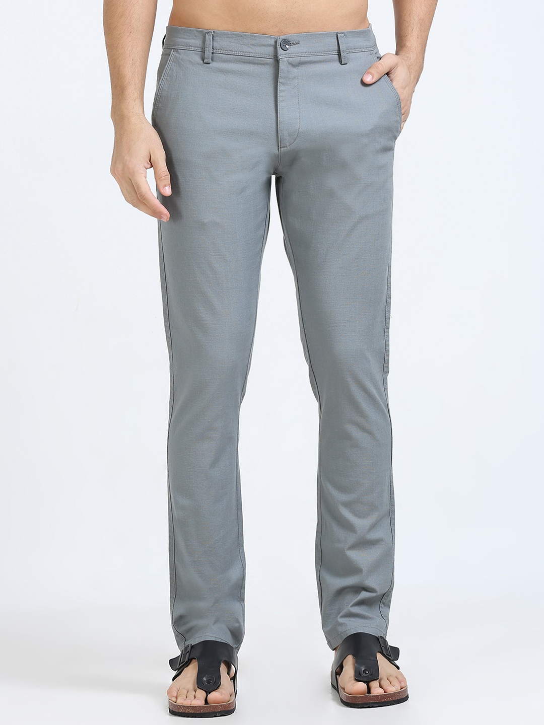 

FLY 69 Men Comfort Skinny Fit Chinos Trousers, Grey
