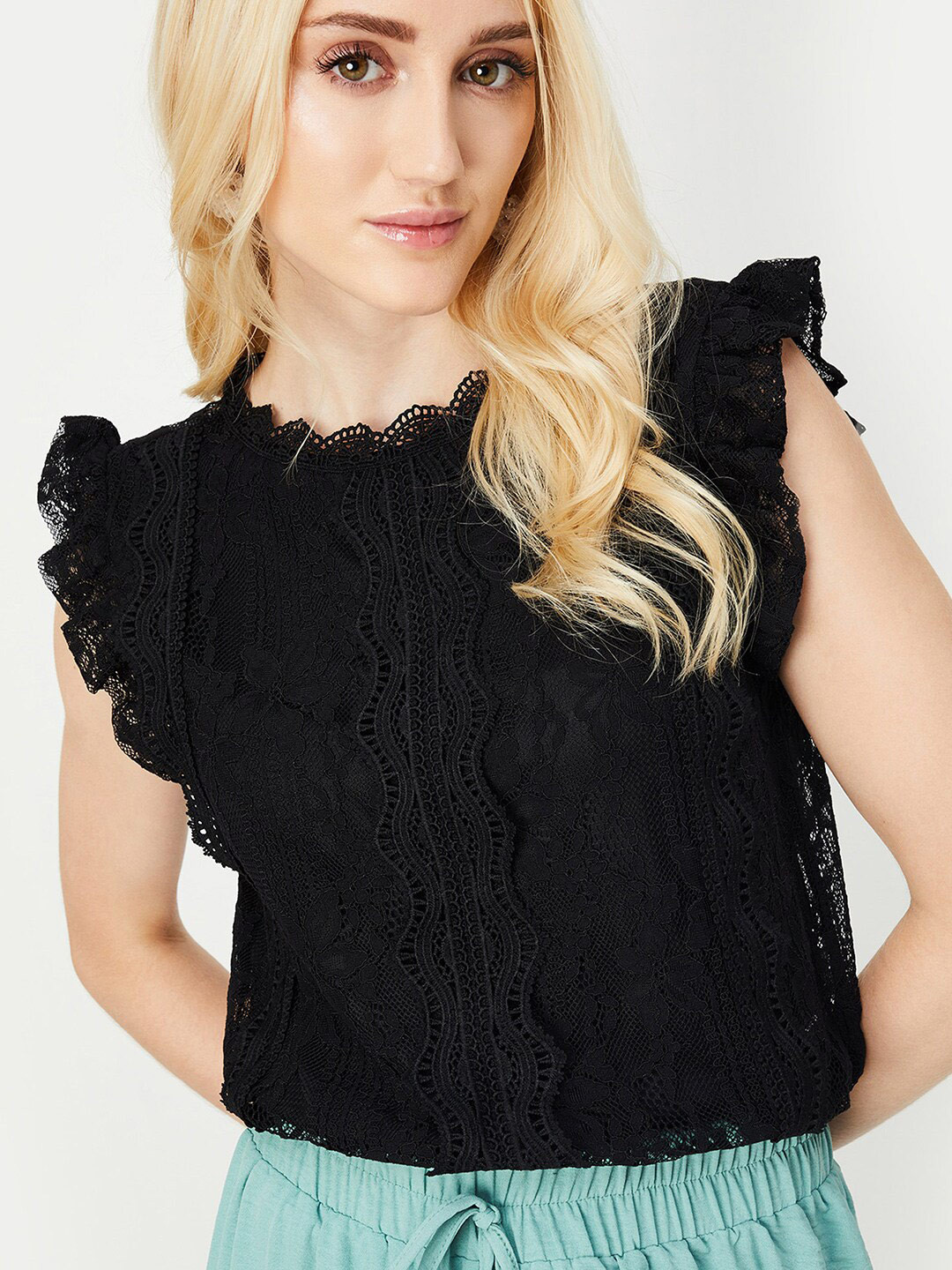 

max Off-Shoulder Cotton Bardot Top, Black