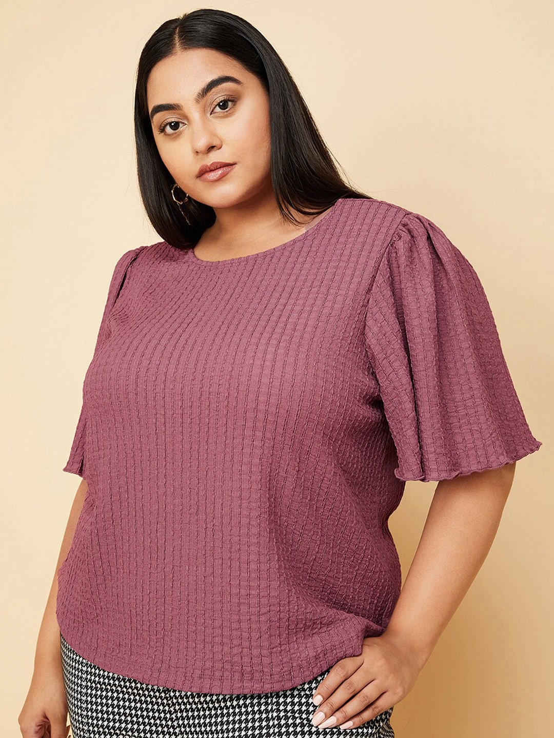 

max Flared Sleeve Cotton Top, Pink