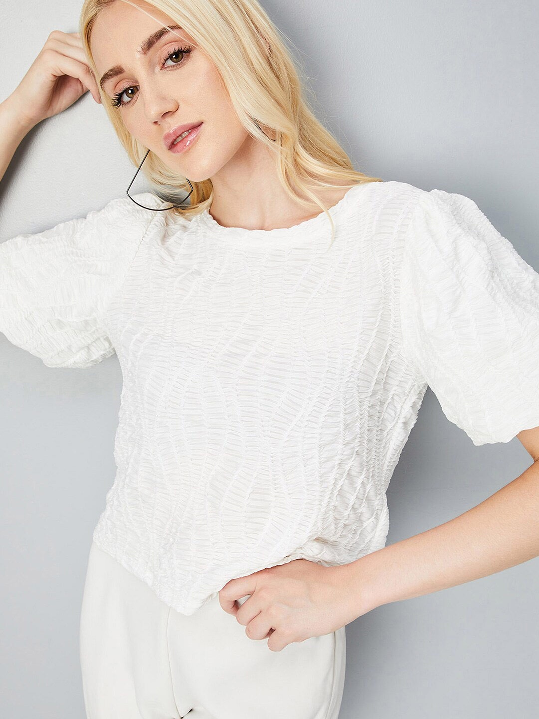 

max Puff Sleeve Top, White