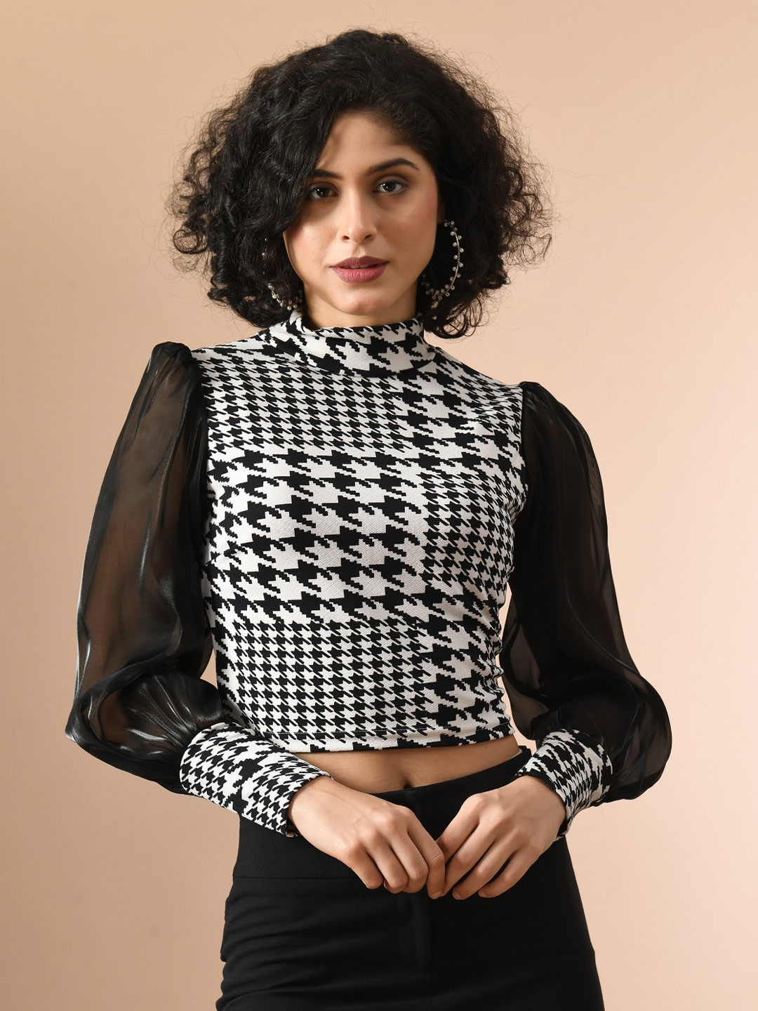 

Moshe Checked Top, Black