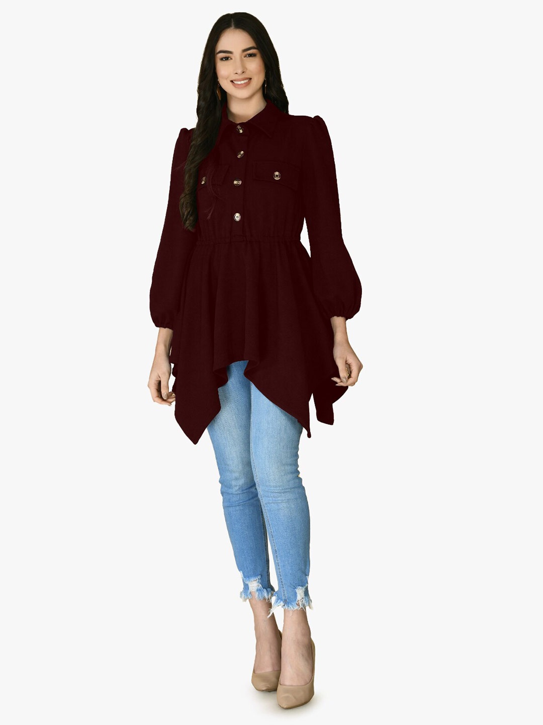 

Moshe Shirt Style Top, Purple