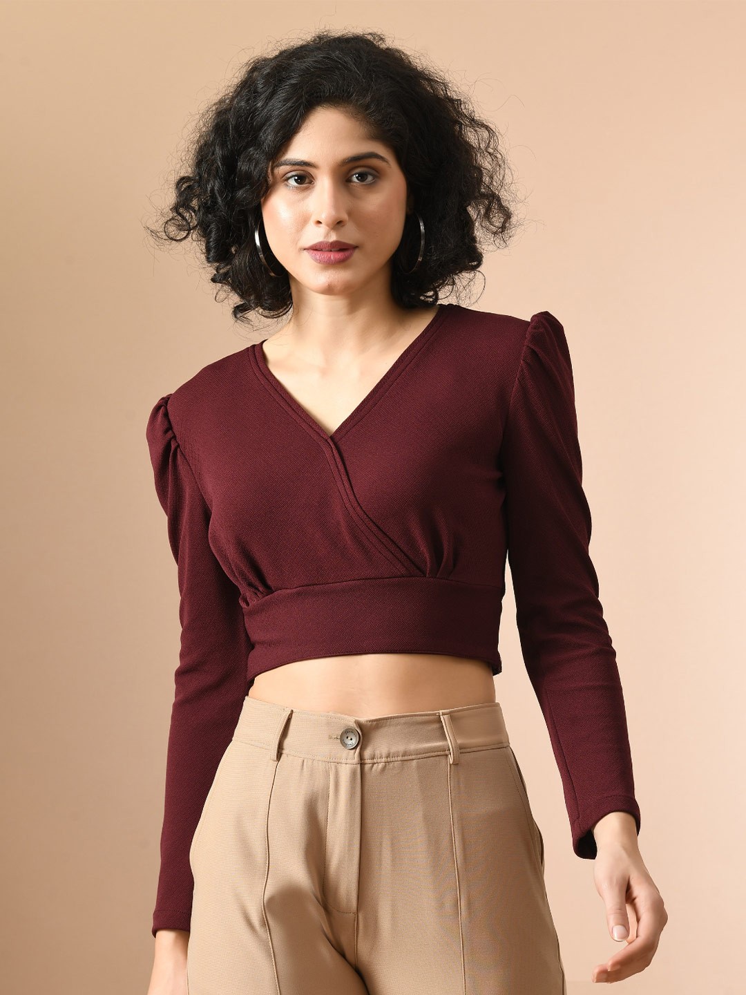 

Moshe Wrap Crop Top, Purple