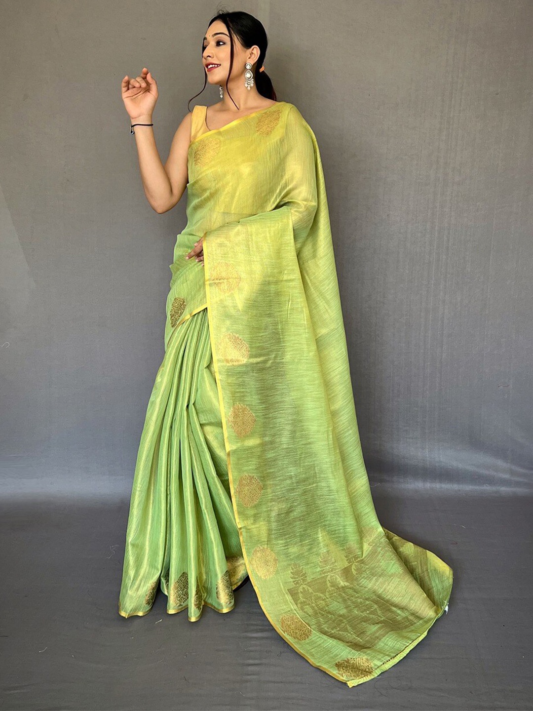 

SGF11 Woven Design Zari Kanjeevaram Saree, Green