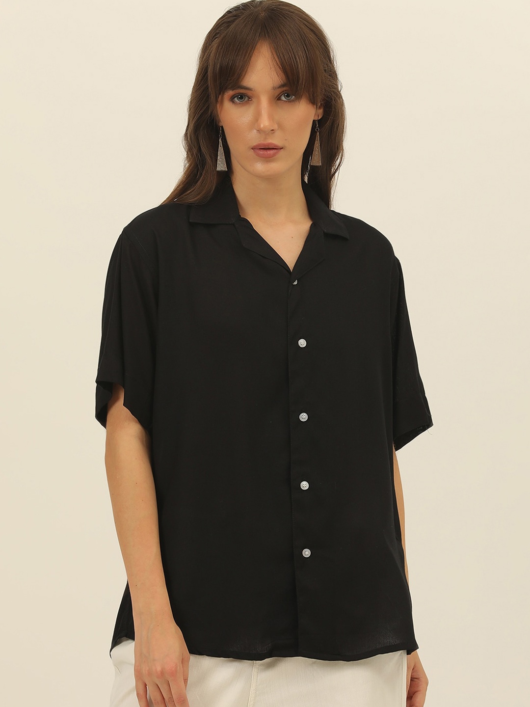 

JAVINISHKA Women Comfort Opaque Casual Shirt, Black