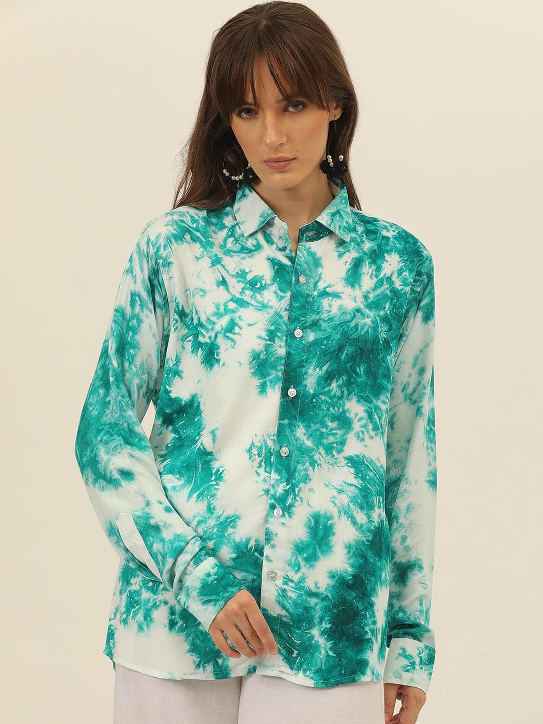 

JAVINISHKA Women Comfort Floral Opaque Printed Casual Shirt, Teal