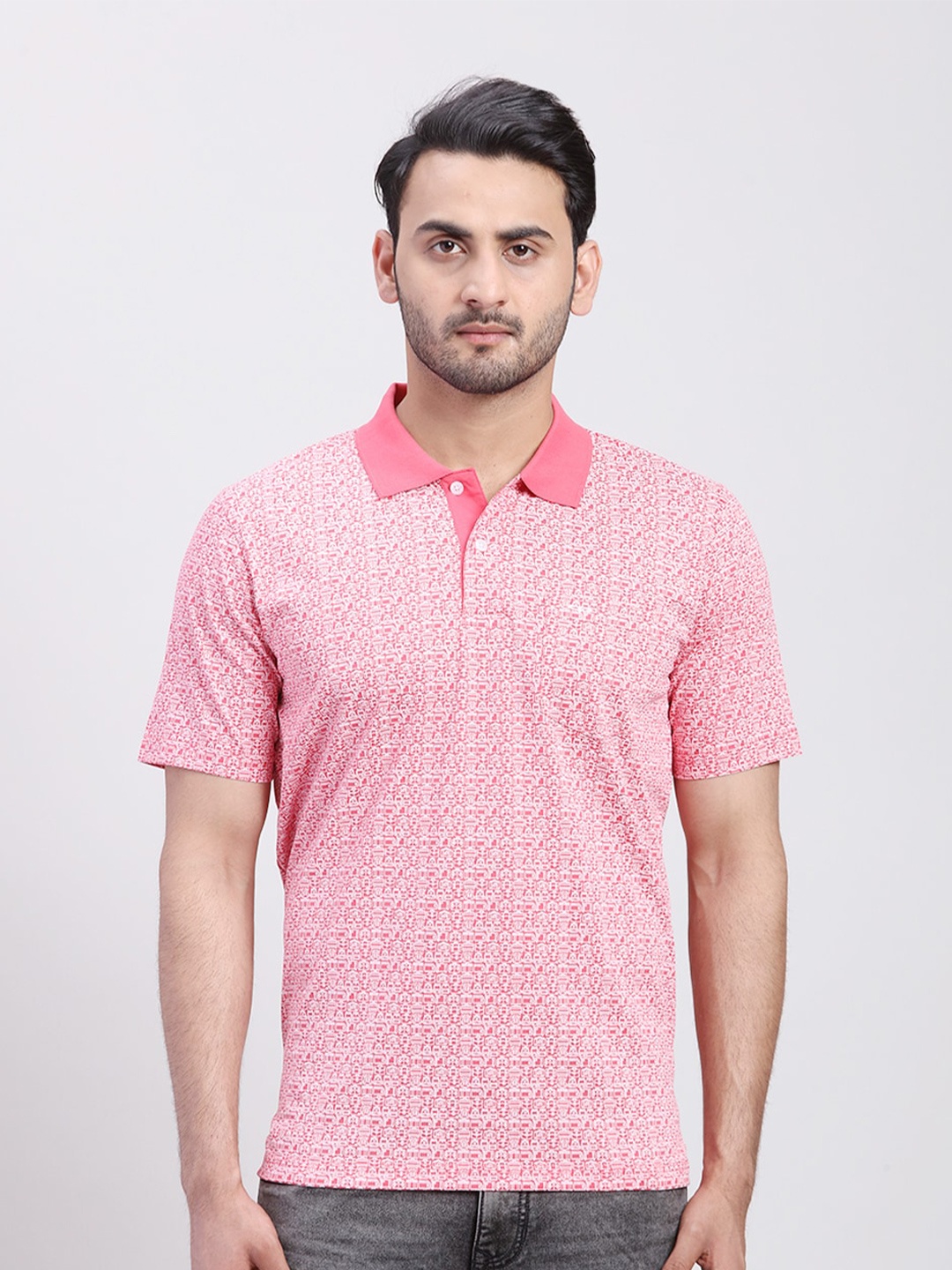 

ColorPlus Men Striped Polo Collar Pockets T-shirt, Red