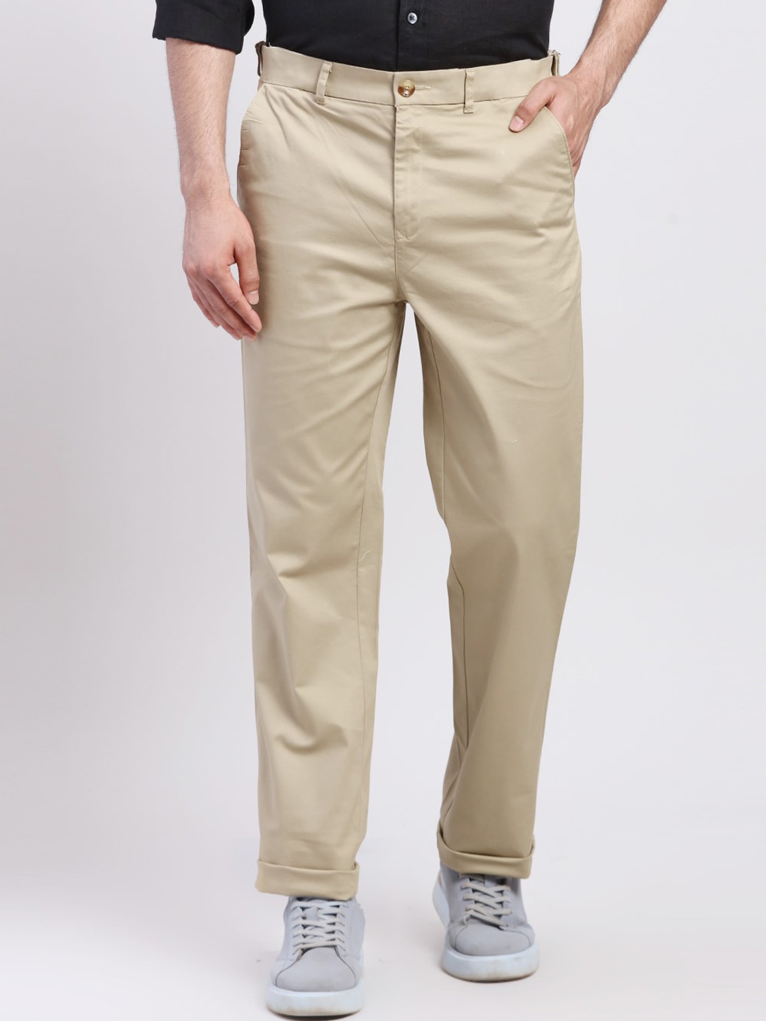 

ColorPlus Men Mid-Rise Regular Fit Trousers, Beige