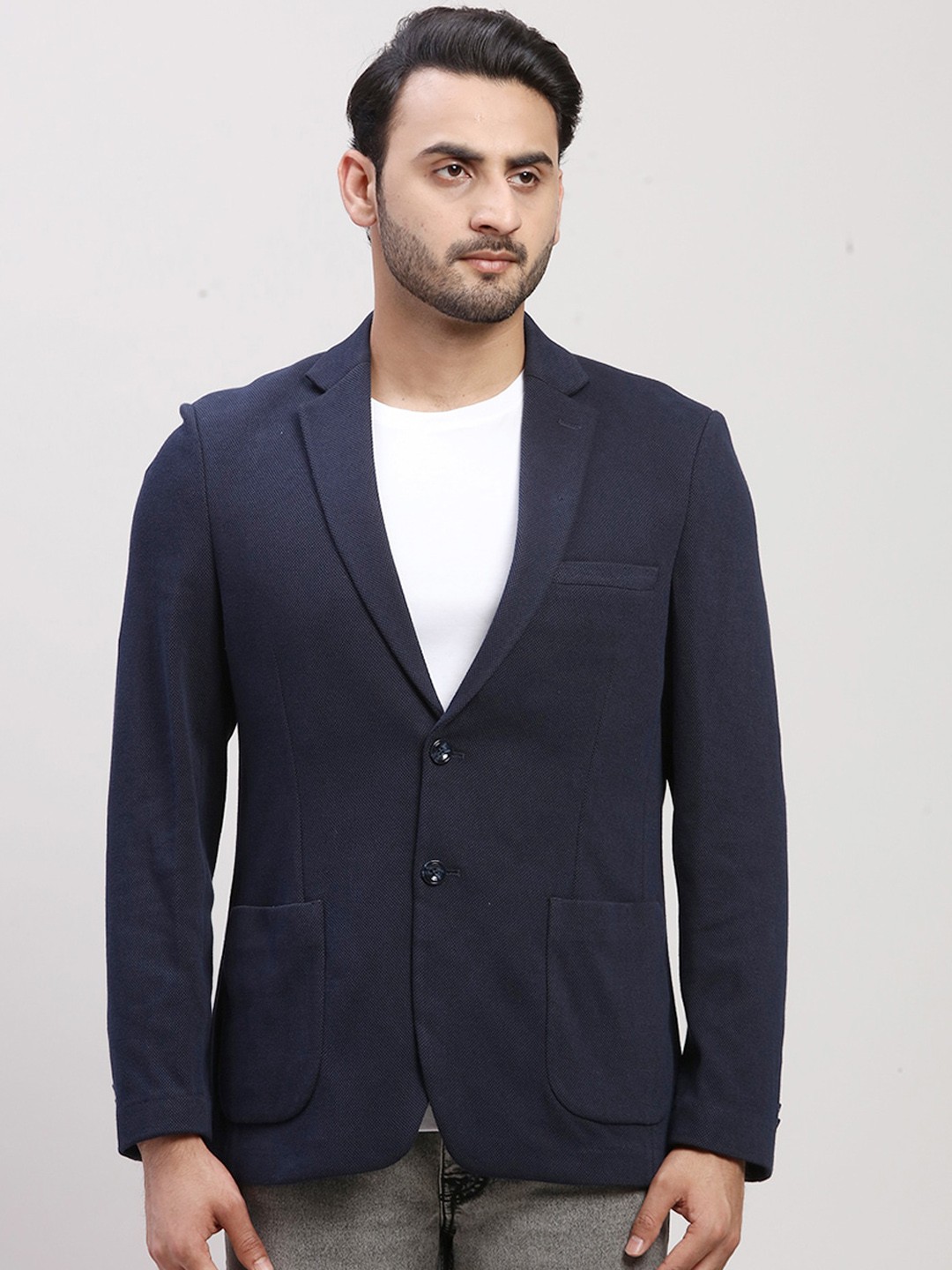 

ColorPlus Men Checked Crop Tailored Jacket, Blue