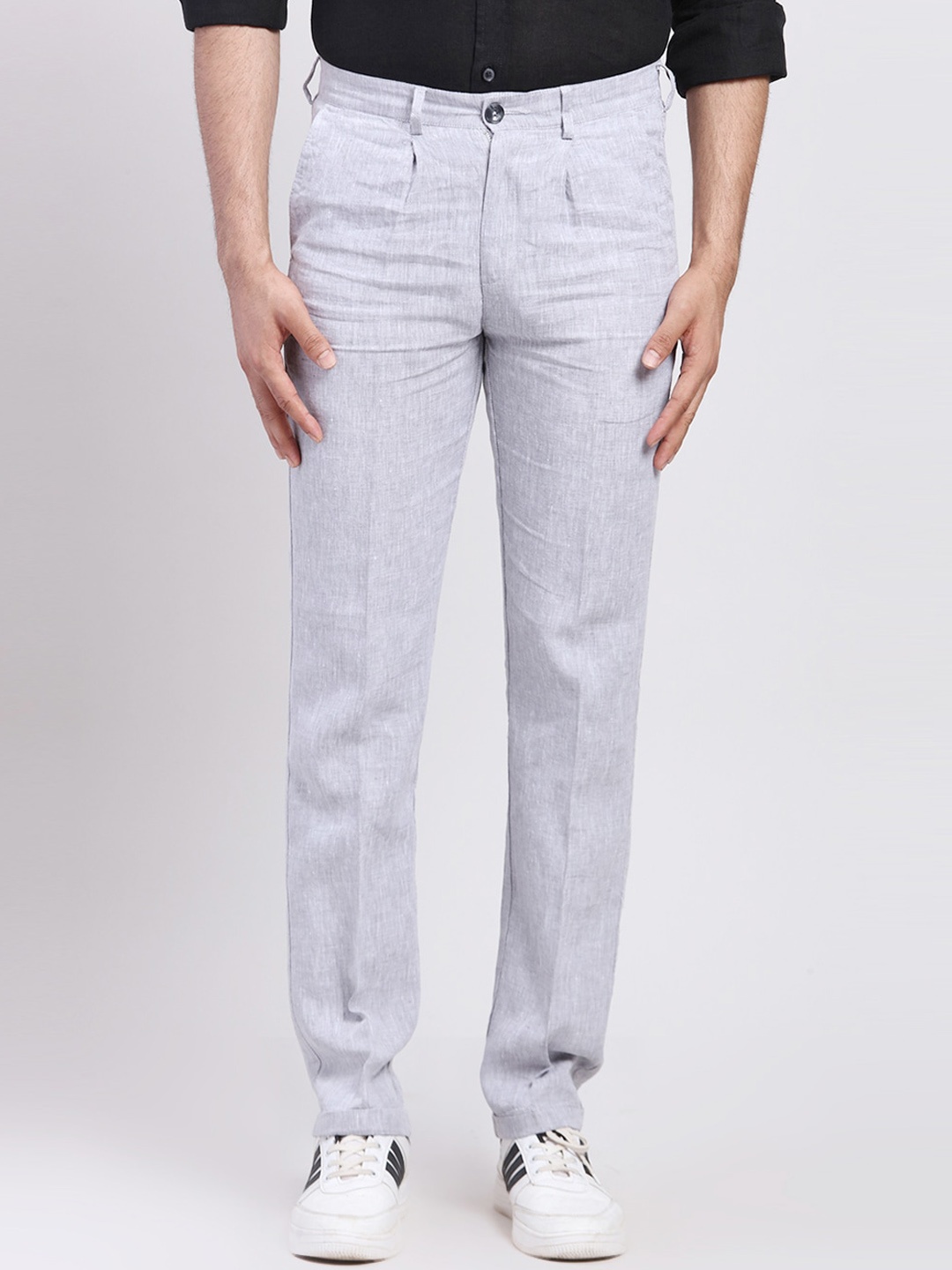 

ColorPlus Men Mid-Rise Trousers, Grey