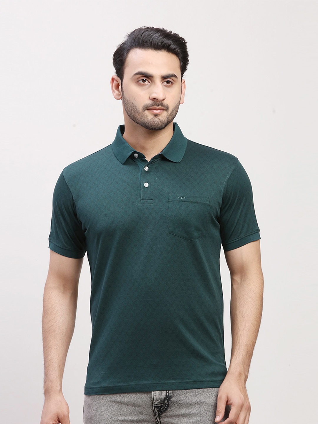 

ColorPlus Men Polo Collar Pockets T-shirt, Green