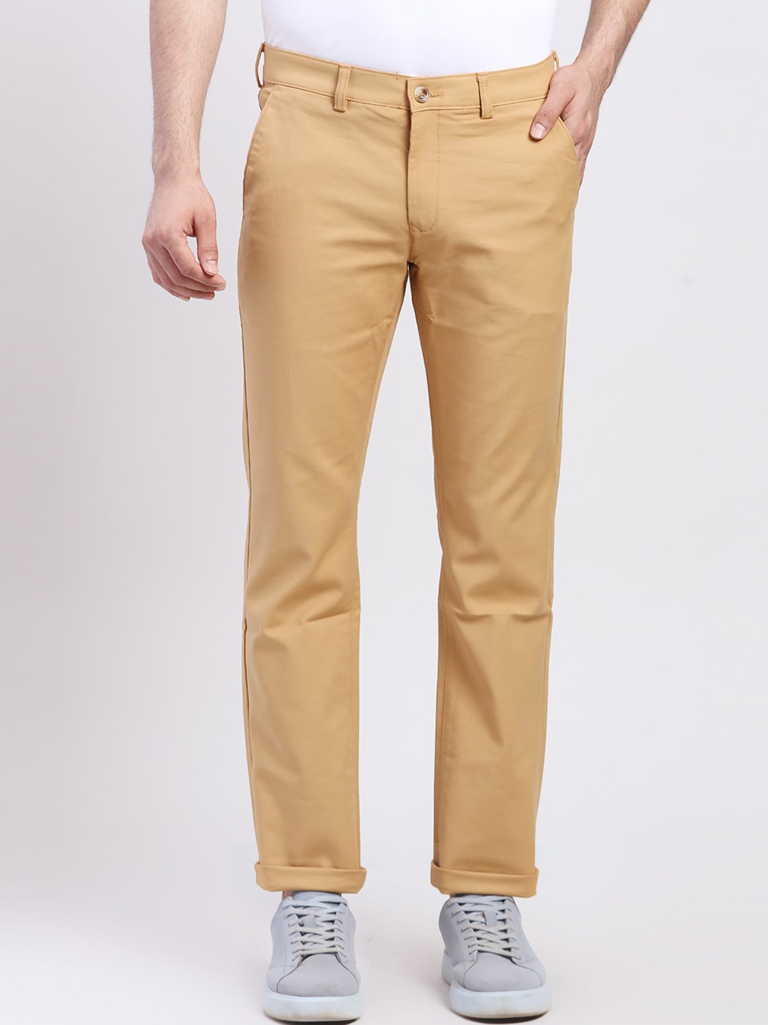 

ColorPlus Men Slim Fit Chinos Trousers, Beige