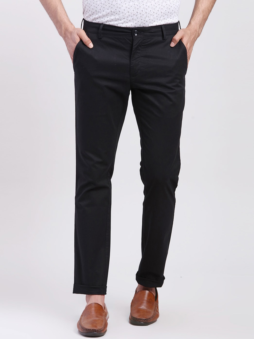 

ColorPlus Men Slim Fit Chinos Trousers, Black