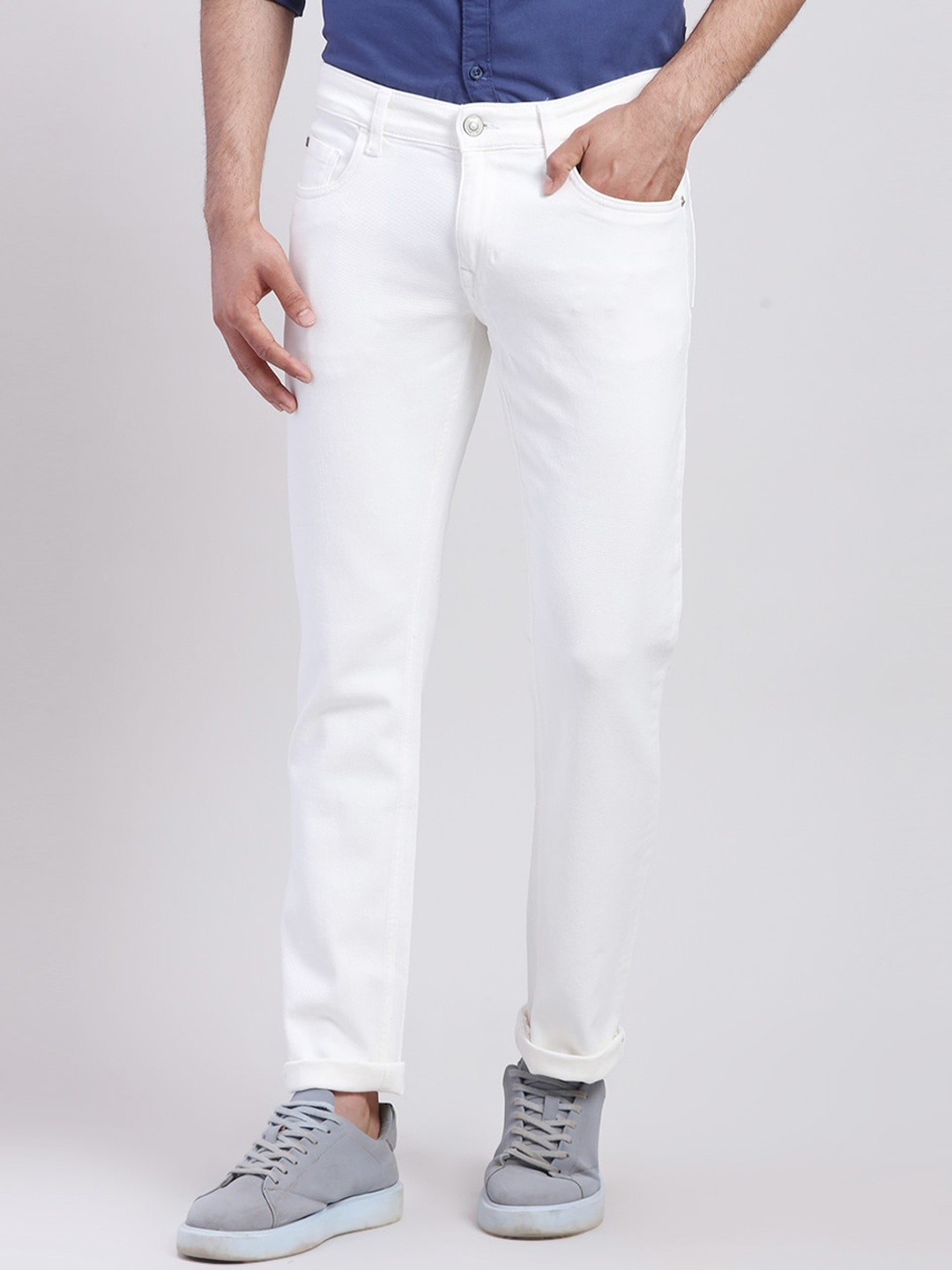 

ColorPlus Men Slim Fit Mid-Rise Jeans, White
