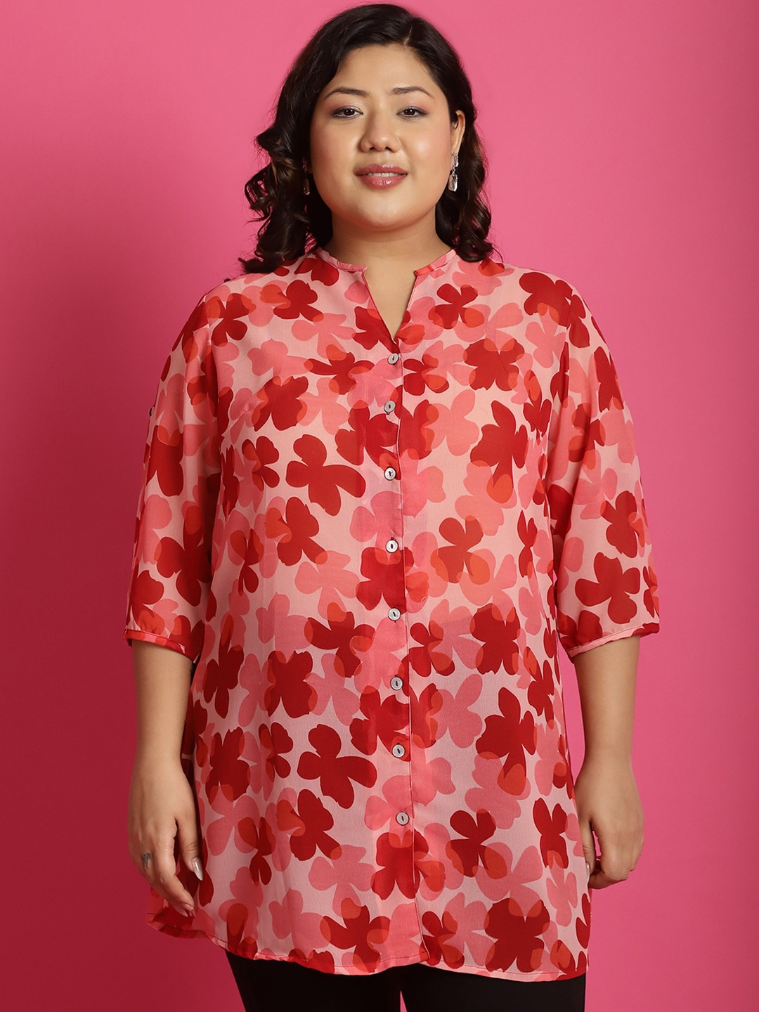 

theRebelinme Women Floral Opaque Printed Casual Shirt, Pink