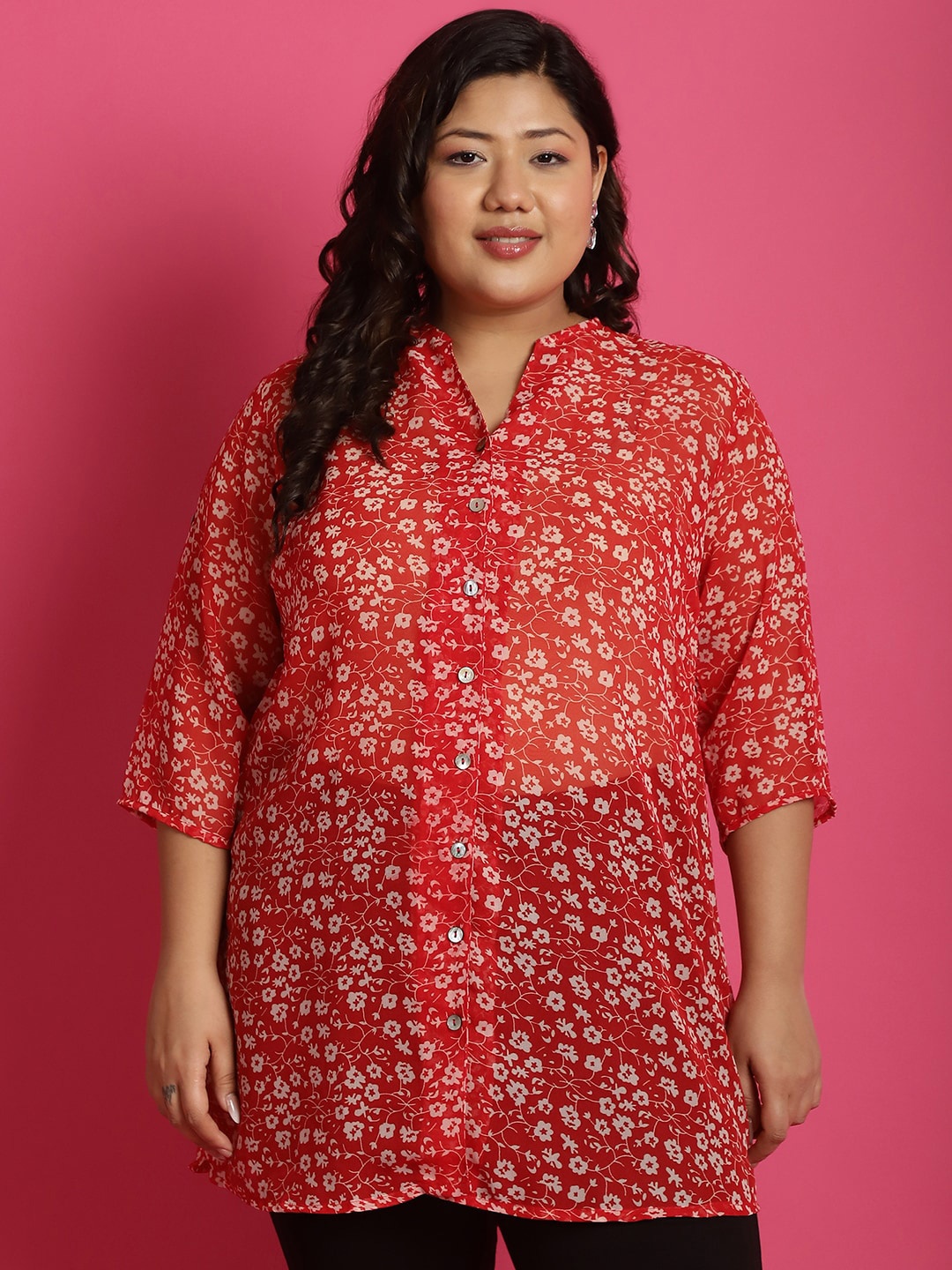 

theRebelinme Women Floral Opaque Printed Casual Shirt, Red