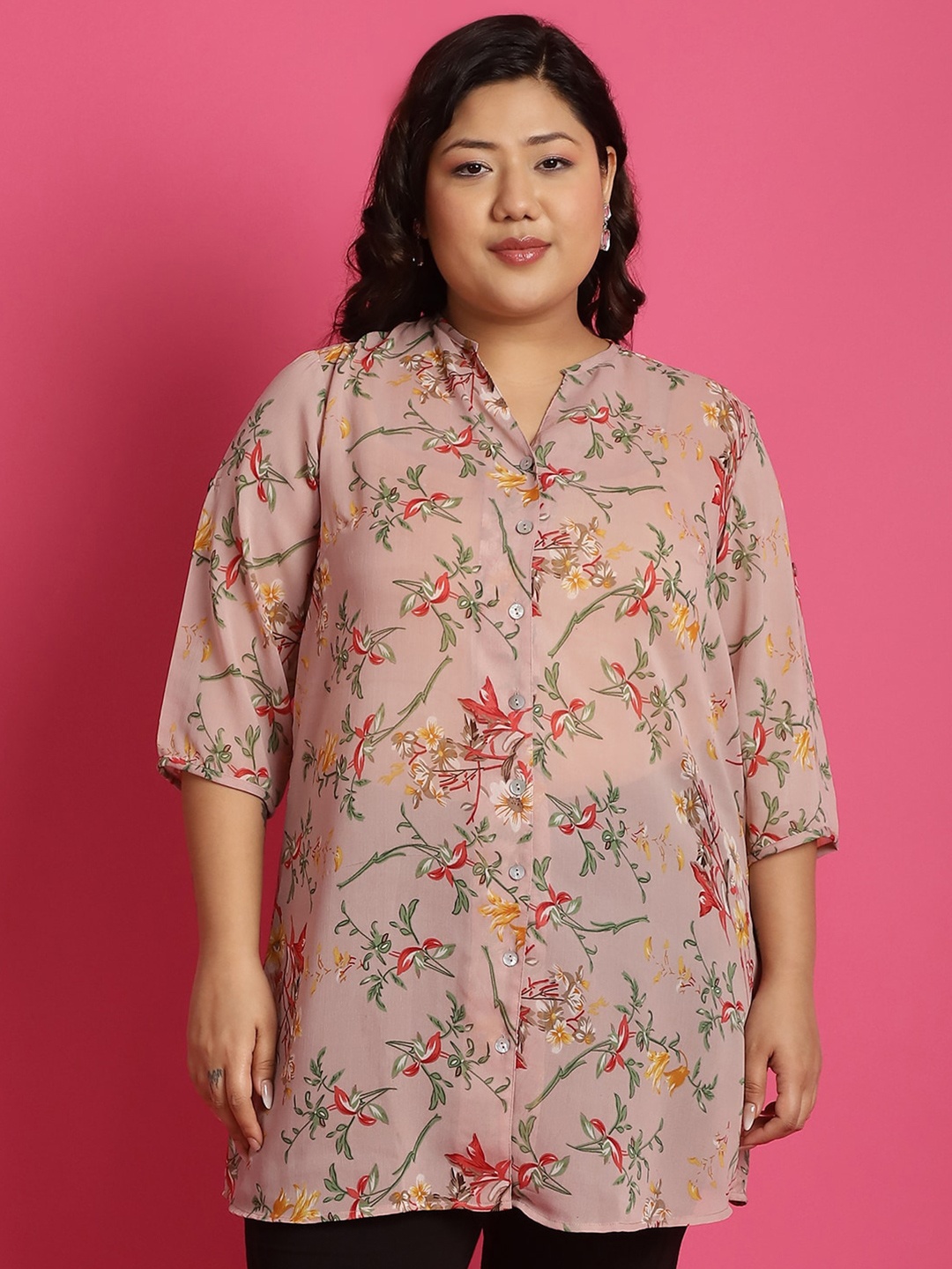 

theRebelinme Women Floral Opaque Printed Casual Shirt, Pink
