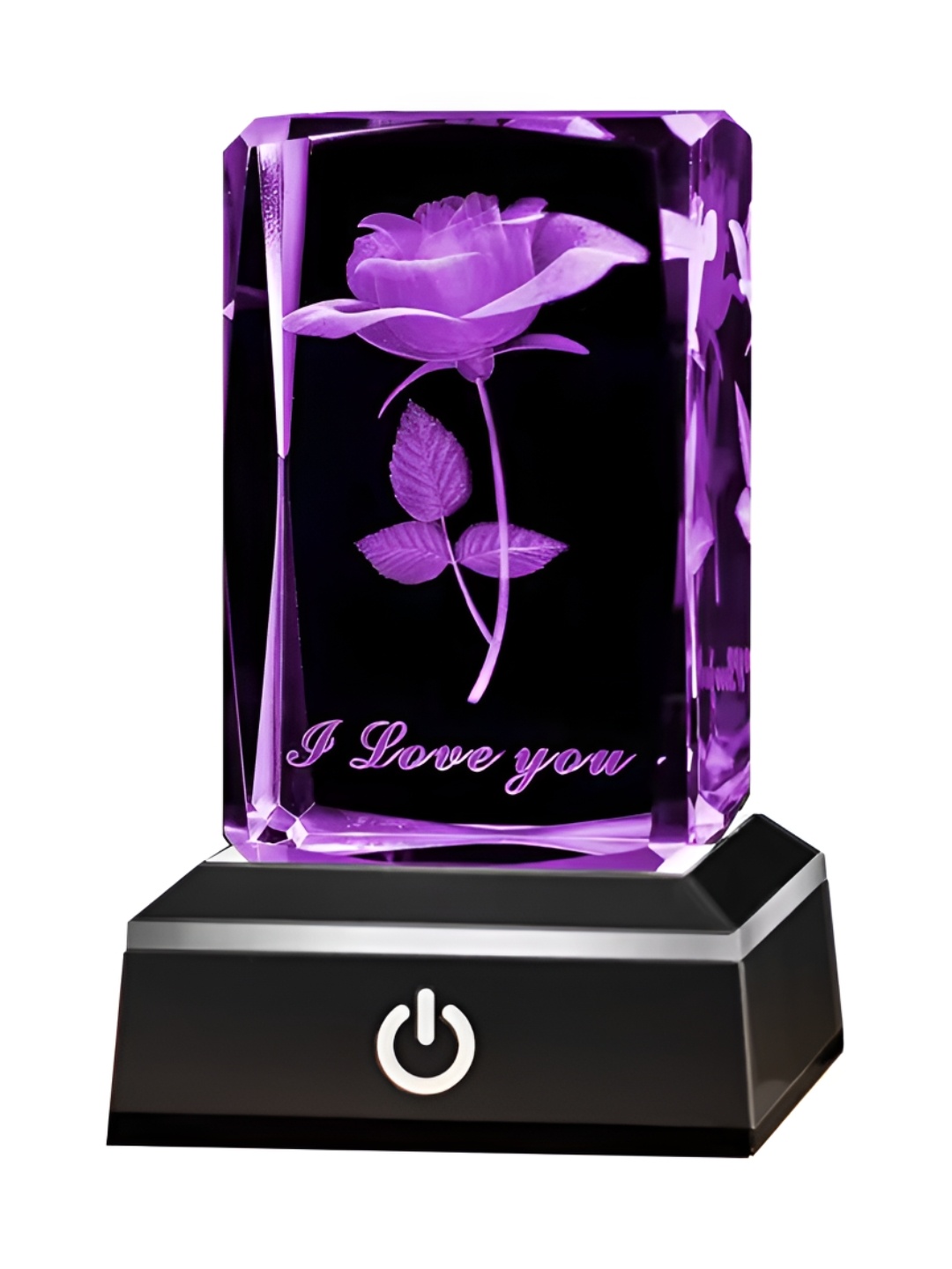 

Gleevers Purple & Black 3D Rose Crystal LED Lamp