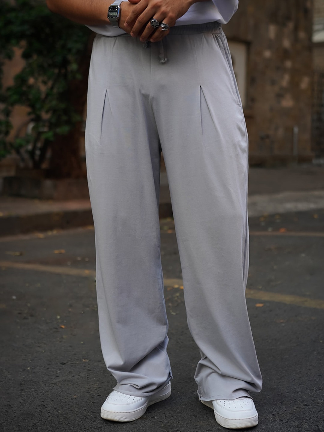 

Powerlook Pure Cotton Relaxed-Fit Track Pants, Grey