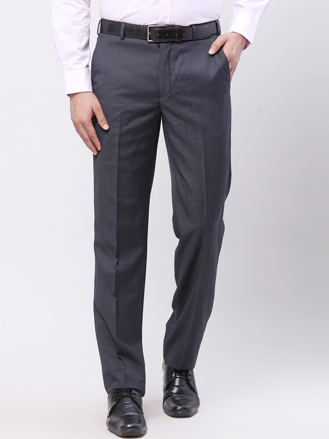 

Park Avenue Men Mid-Rise Regular Fit Formal Trousers, Grey