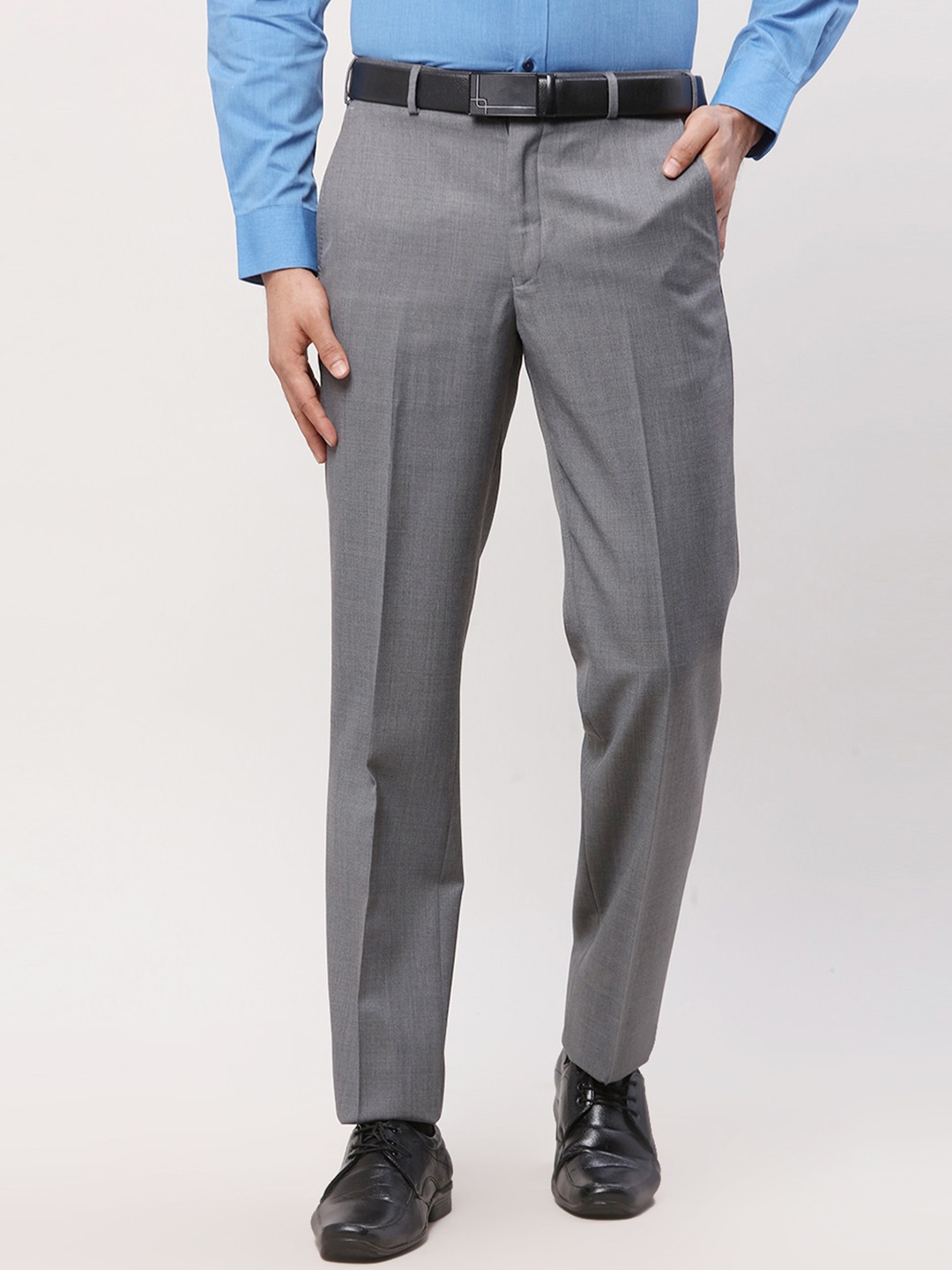 

Park Avenue Men Textured Formal Trousers, Grey