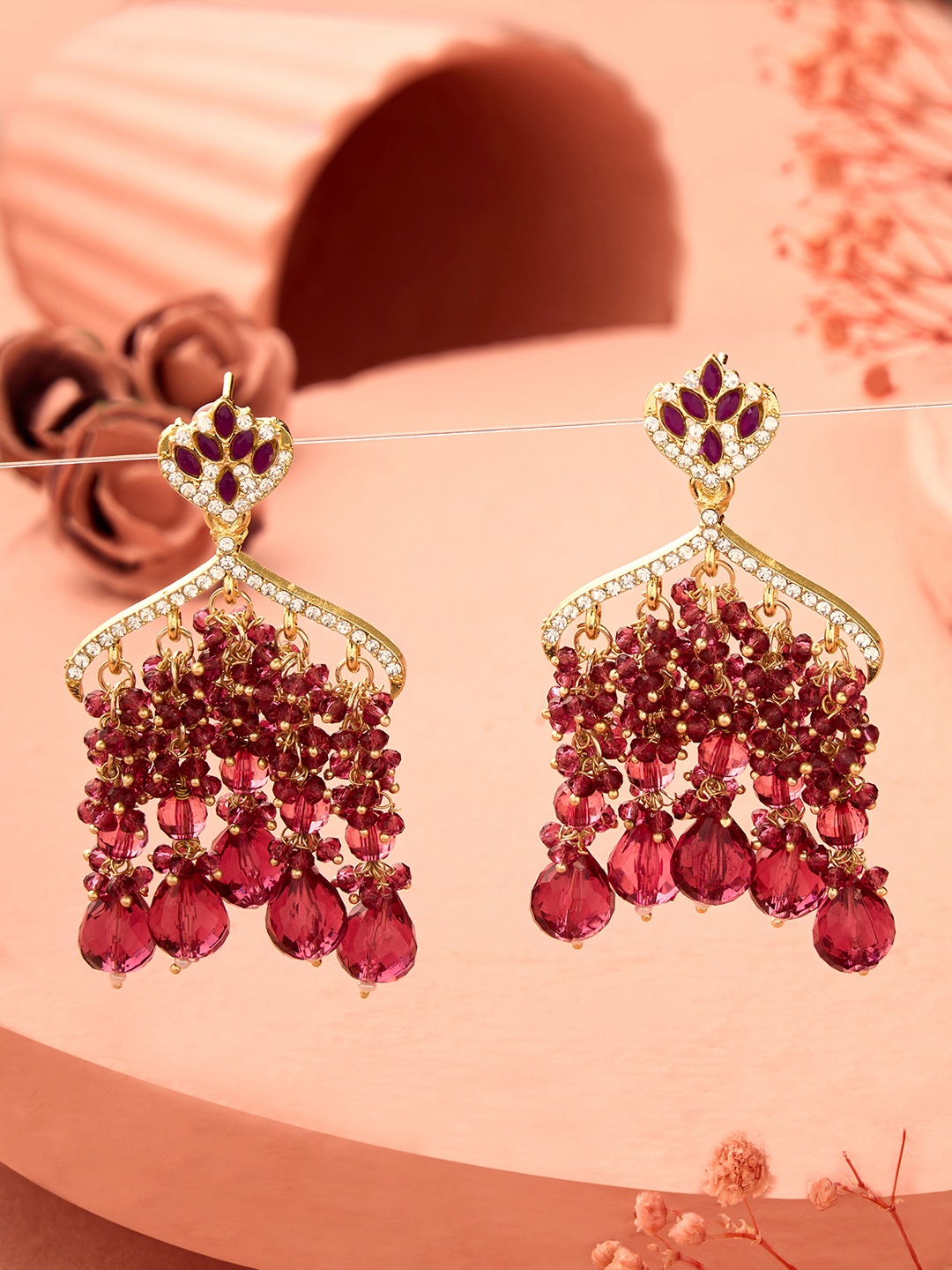 

Zaveri Pearls Contemporary Jhumkas Earrings, Gold