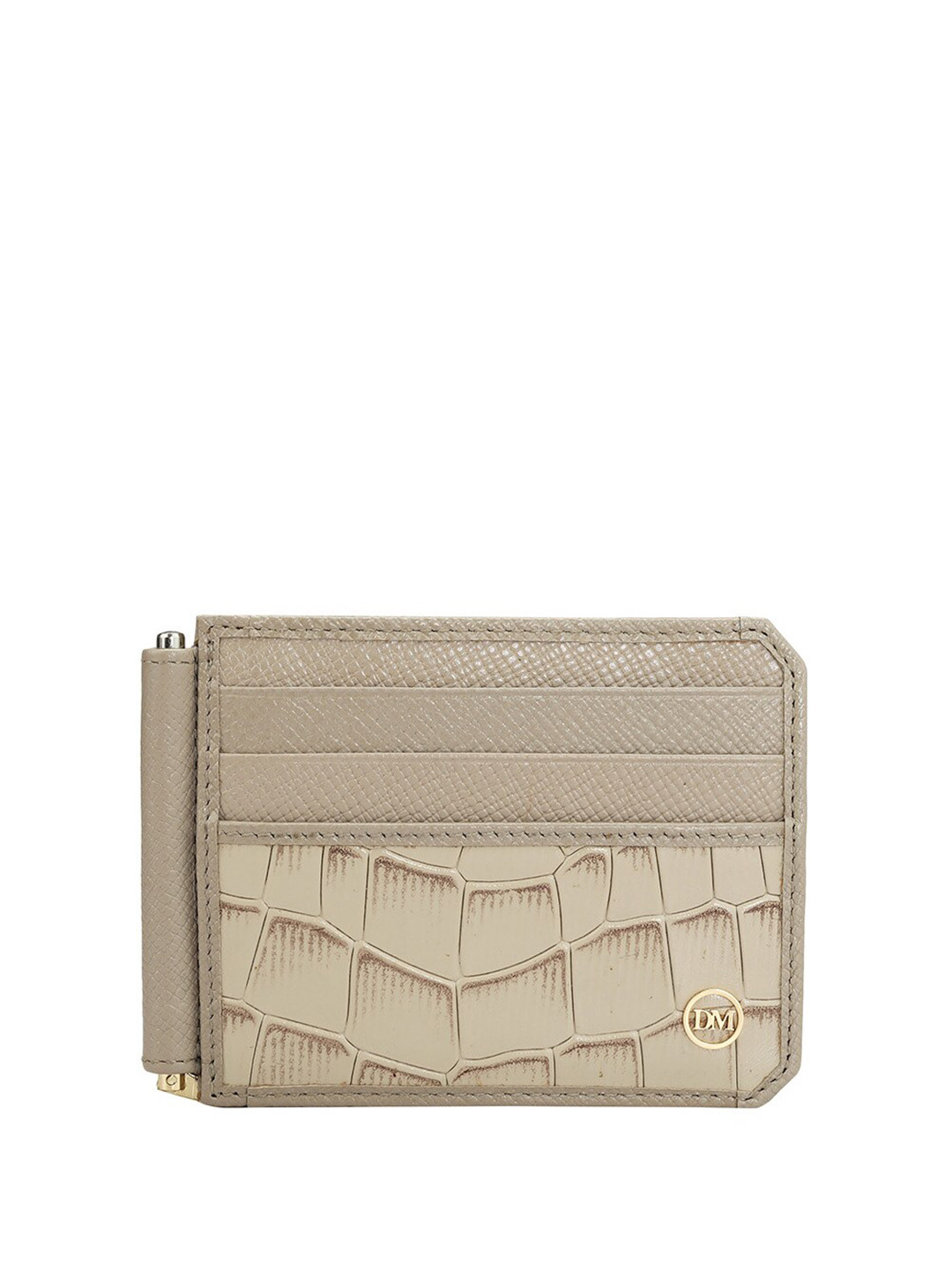 

Da Milano Men Textured Leather Card Holder, Beige
