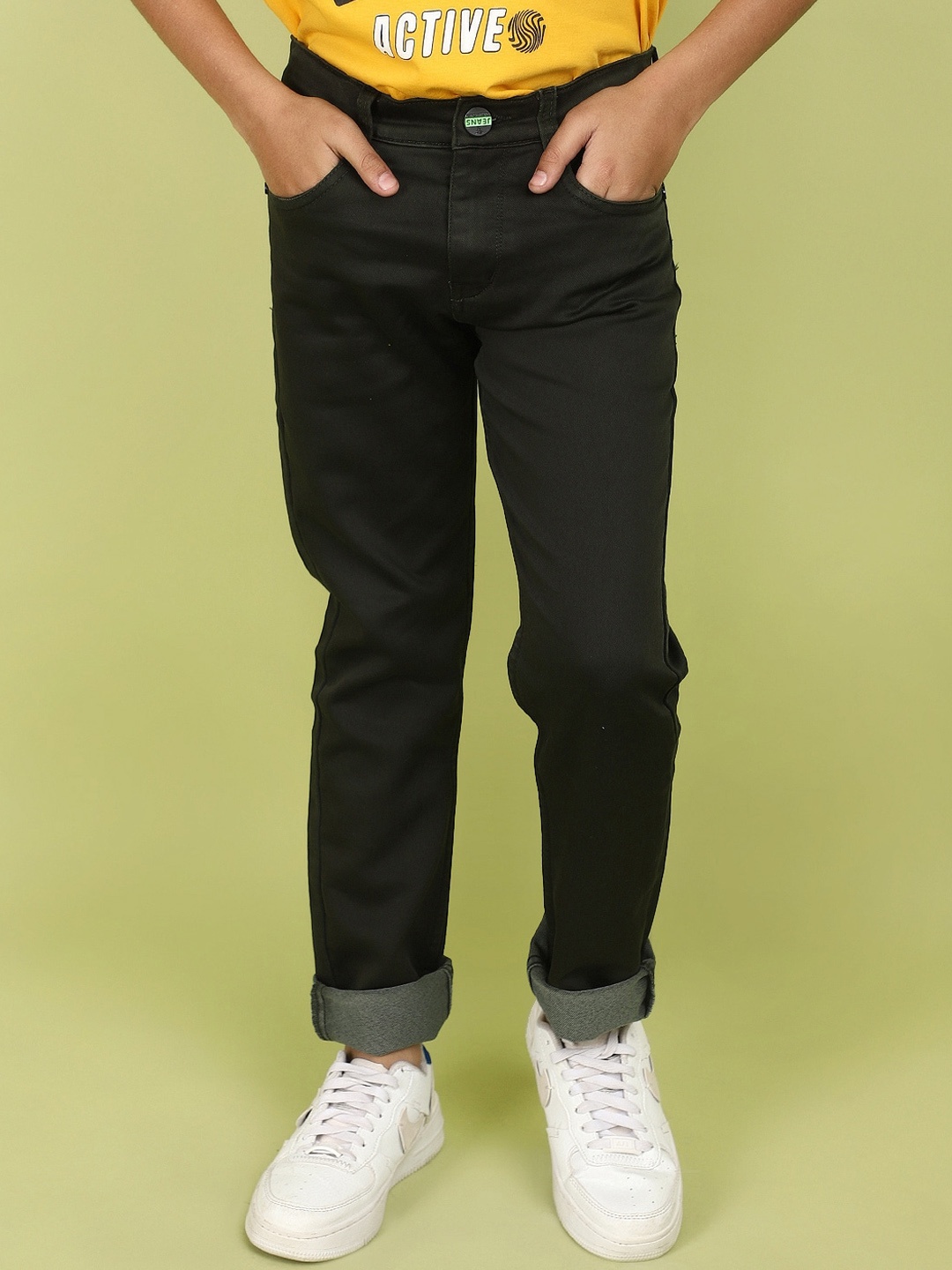 

V-Mart Boys Mid-Rise Trousers, Olive