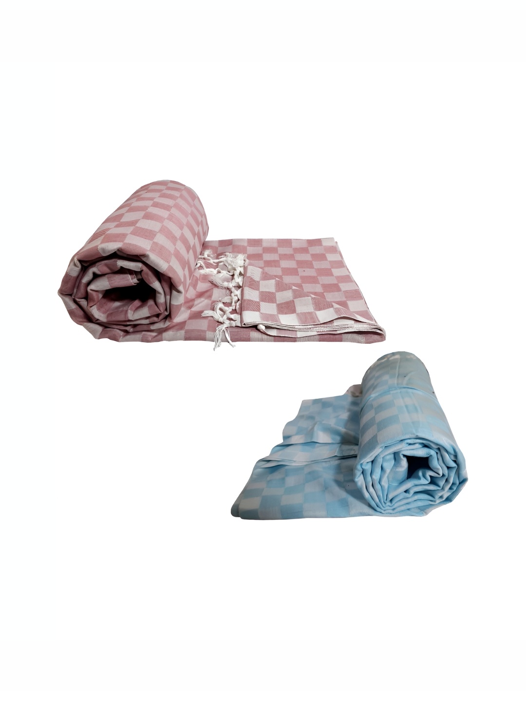 

RIYA SHREE Pink & Blue 2 Pieces Checked AC Room Single Bed Blanket