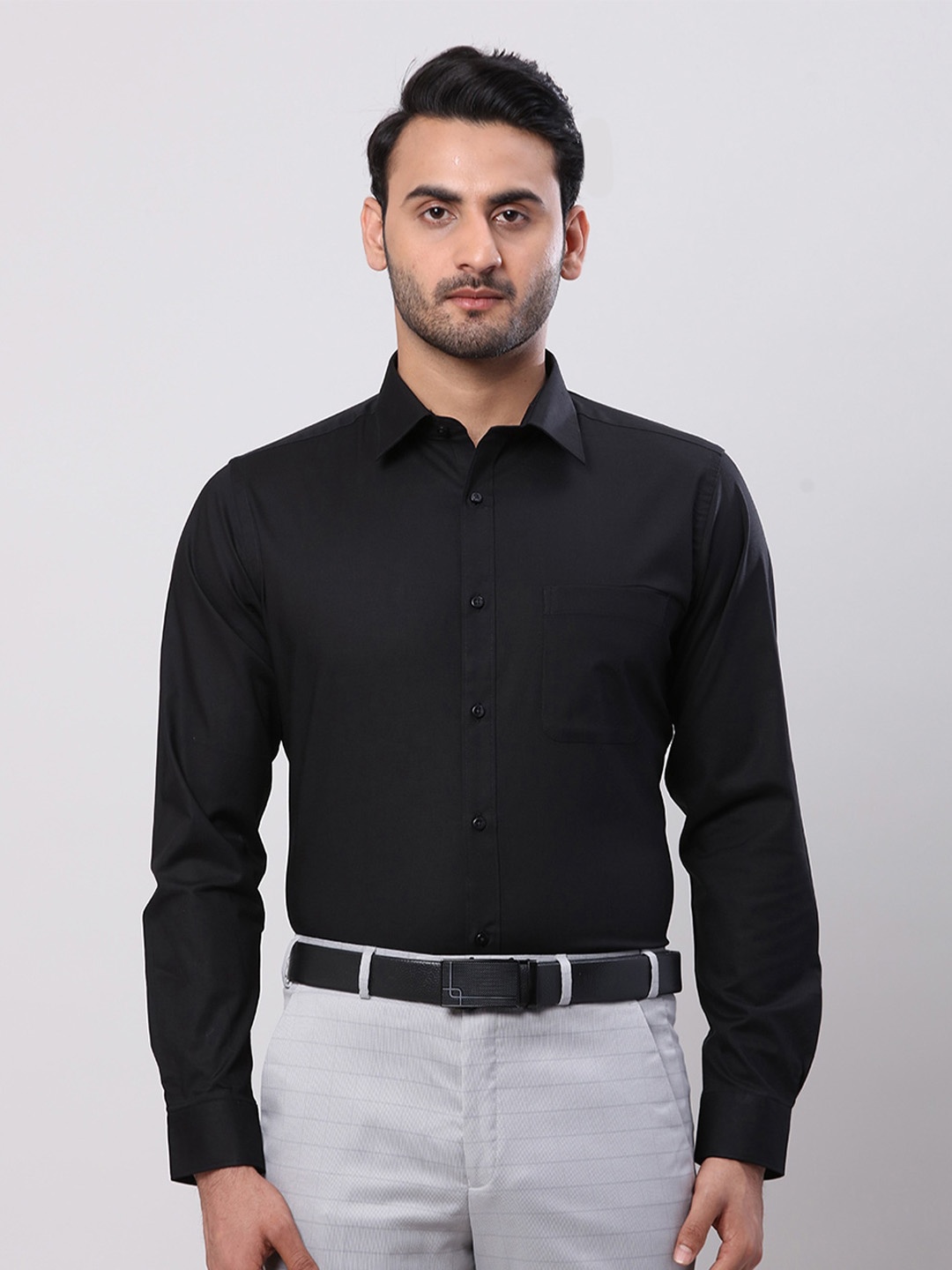 

Raymond Slim Fit Cut Away Collar Long Sleeves Formal Shirt, Black