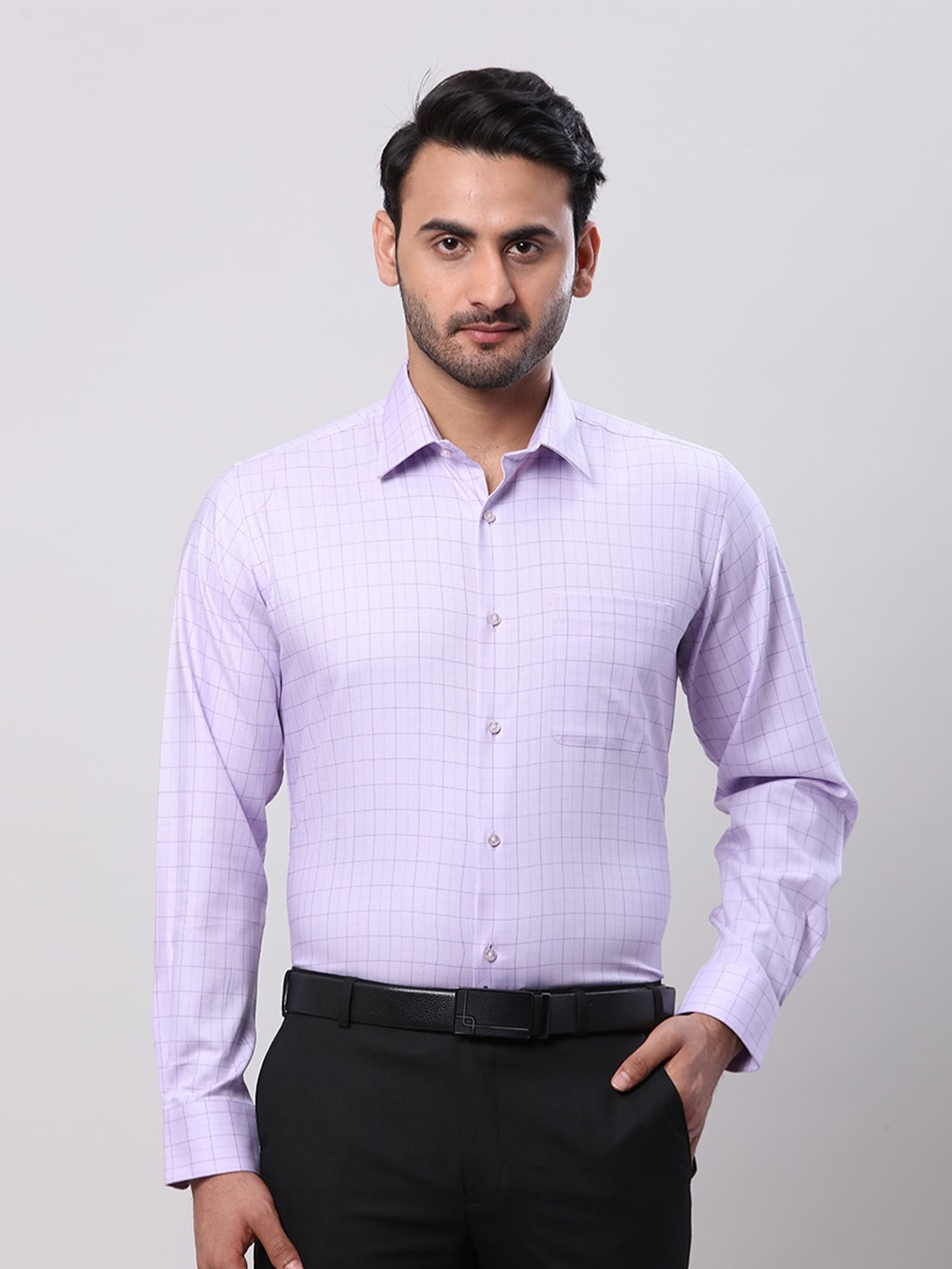 

Raymond Contemporary Fit Checked Cotton Formal Shirt, Violet