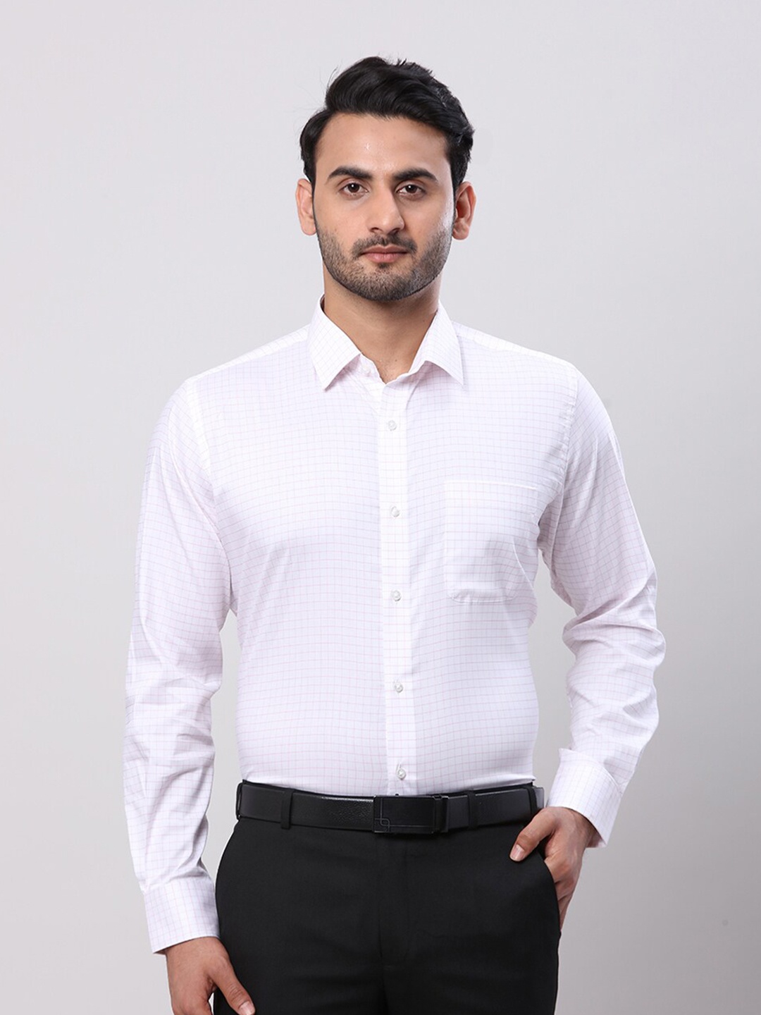 

Raymond Checked Contemporary Fit Spread Collar Cotton Shirt, Red