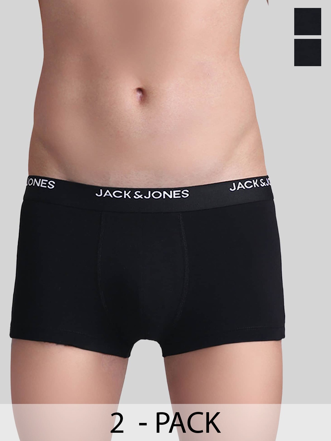 

Jack & Jones Pack Of 2 Mid Rise Trunks 2542257001, Black