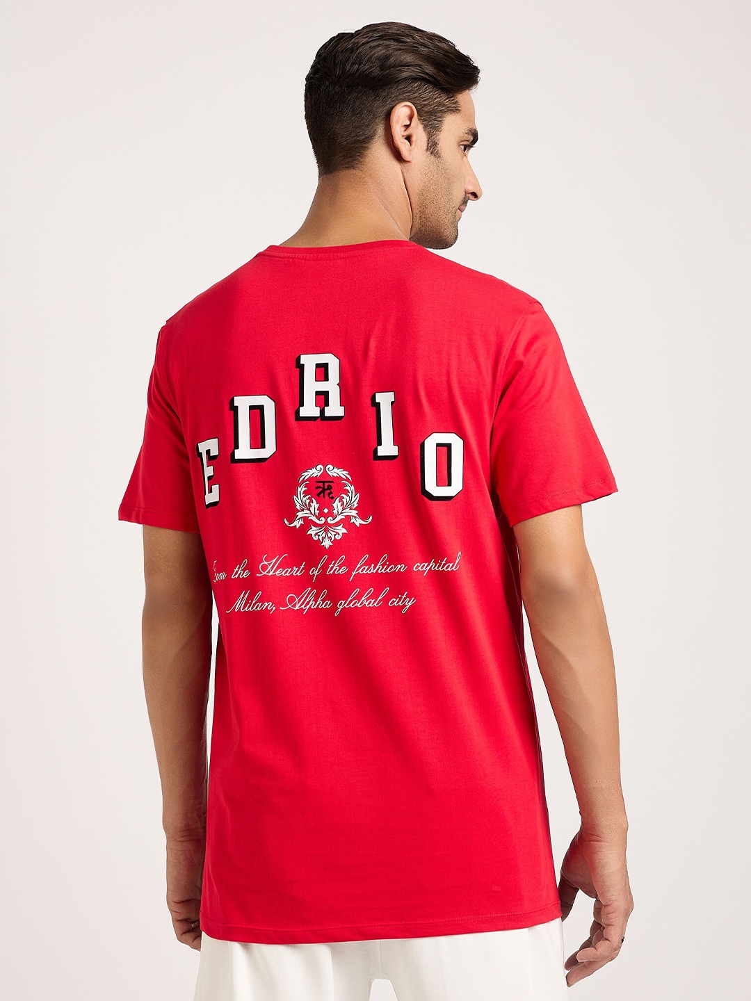 

EDRIO Men Typography T-shirt, Red