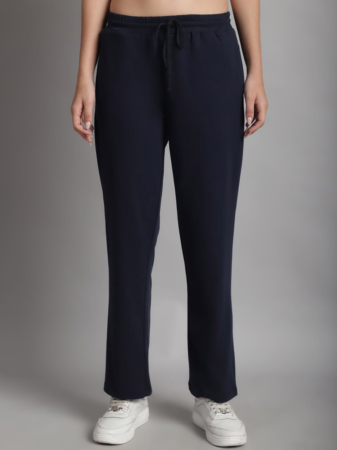 

Rute Women Cotton Mid Rise Track Pants, Navy blue